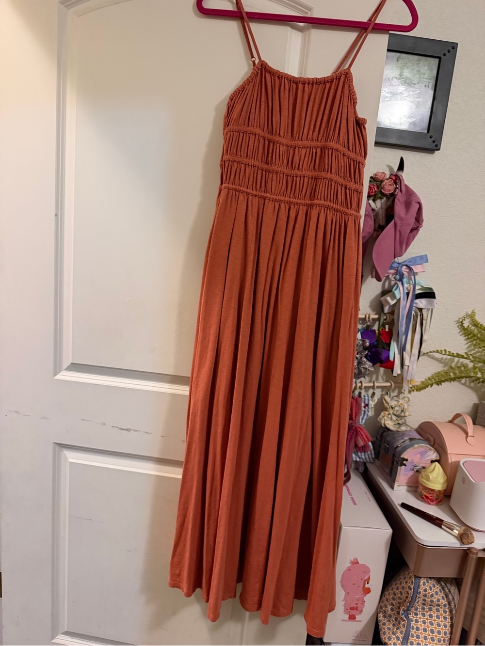 American Eagle Outfitters Rust Smocked Maxi Dress